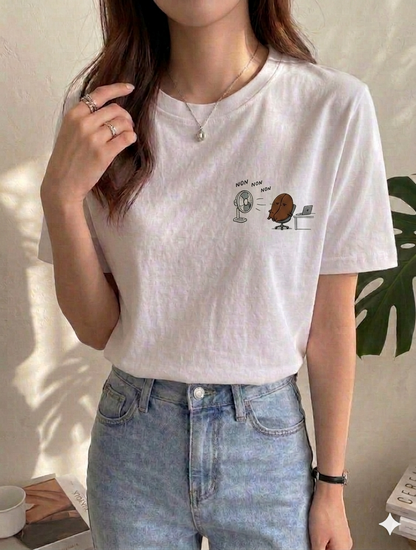 Coffee Bean & Donut Desk Buddies T‑Shirt — Cute Office Coffee Humor Tee