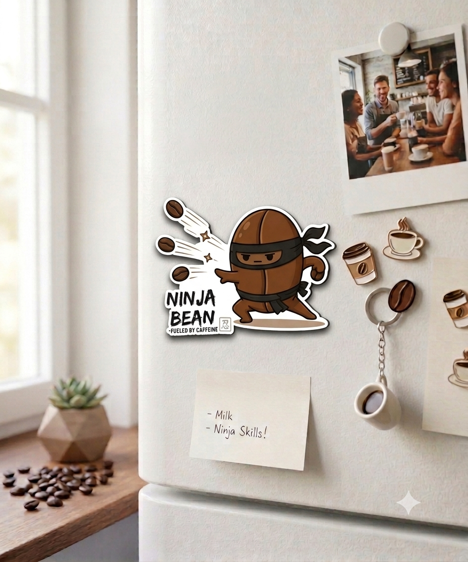 Ninja Bean Fridge Magnet