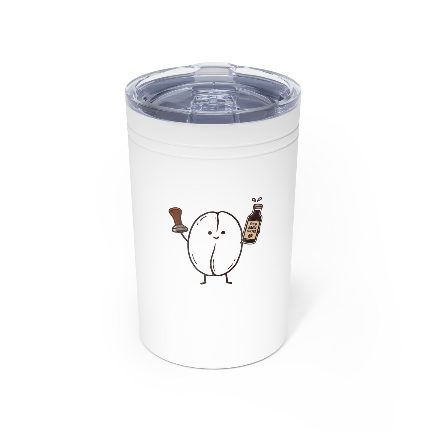 11oz Insulated Tumbler — Cute Coffee Bean Holding Coffee & Syrup